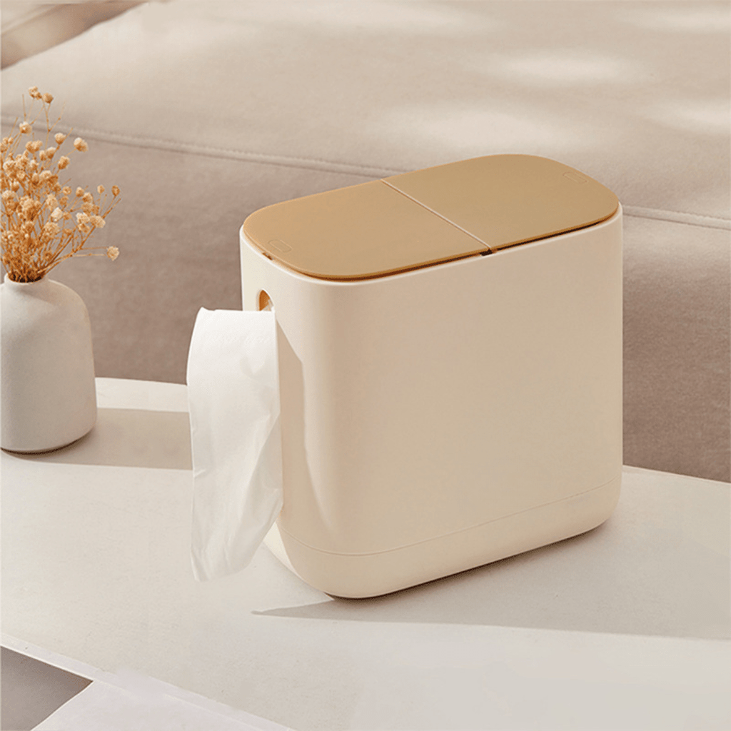 Two-in-One Tissue Holder with Trash Bin